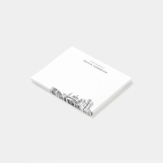 Van het bureau van Reno Skyline gepersonaliseerd Post-it® Notes (Schuin)