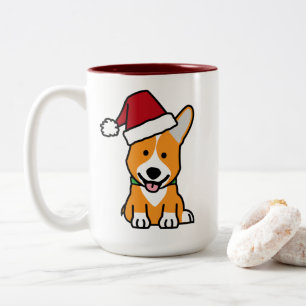 Van het de hondpuppy van Corgi pet van de Kerstman Tweekleurige Koffiemok