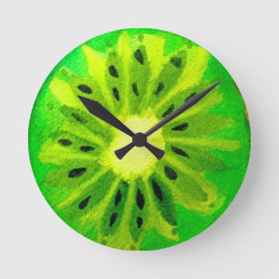 Van het de kiwifruit van het pop-art heldere ronde klok