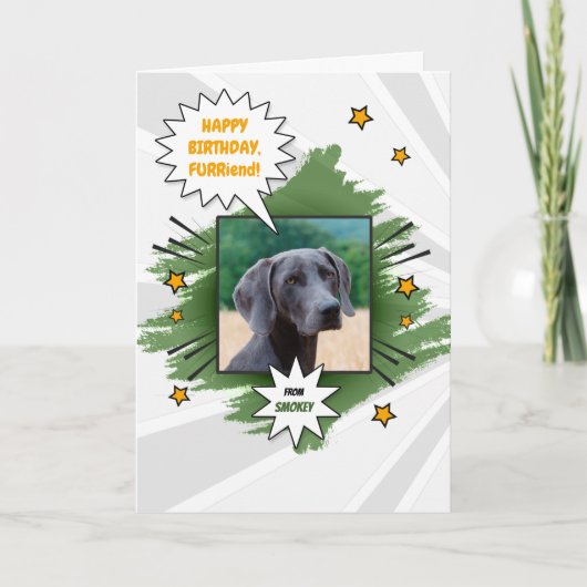 van het Dog Comic Theme Birthday met Pet's Photo Kaart (Voorkant)