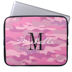 Van het het monogram roze leger van de douane laptop sleeve