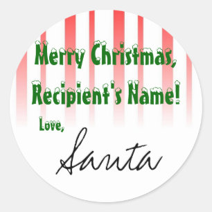 Van het label van het cadeau "Santa"