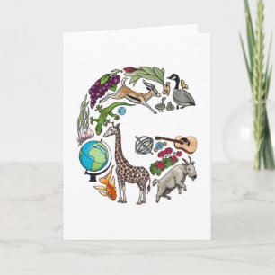 Van het monogram "G" de notakaart Notitiekaartje