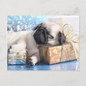Van het puppypug en Kerstmis van de slaap giften Feestdagenkaart (Voorkant)