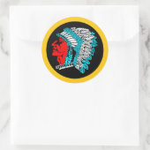 Van Heutsz Indian Head sticker, klassiek model Ronde Sticker (Tas)