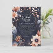 van Hydrangea Metallic Pure Navy Blue Vrijgezellen Kaart (Staand voorkant)