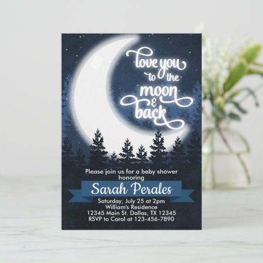 Van je houden bij de Moon en Back Uitnodiging (Staand voorkant)
