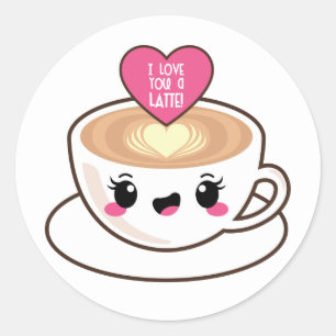 Van je houdt een Latte EMoji Ronde Sticker