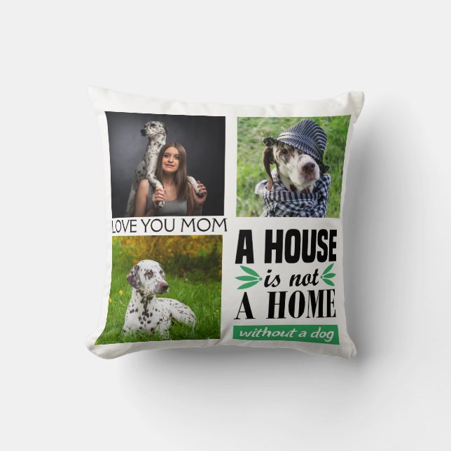 Van je mam zwart, aangepast collage en hondenquote kussen (Voorkant)