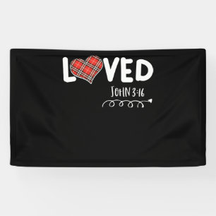 Van John 3:16 Red Pset Heart Christelijk Spandoek