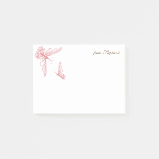 VAN JOUW NAAM | filigraan roze vlinders Post-it® Notes (Voorkant)