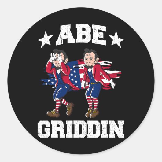 Van juli Abraham Lincoln Griddy Abe Griddin Ronde Sticker (Voorkant)