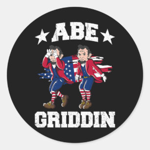 Van juli Abraham Lincoln Griddy Abe Griddin Ronde Sticker