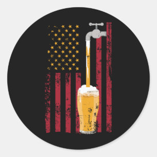 van juli Amerikaanse vlag bier brouwen Ronde Sticker