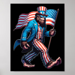 Van juli Bigfoot Sasquatch Patriottische Amerikaan Poster