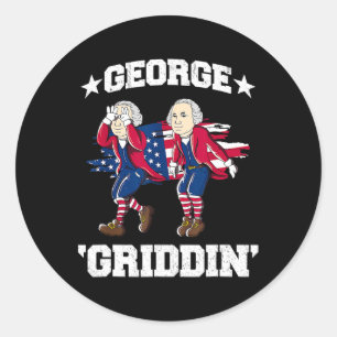 Van juli George Washington Griddy George Griddin 2 Ronde Sticker