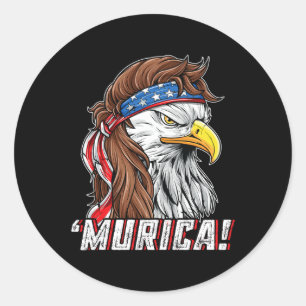 van juli kale adelaar Mullet Murica USA Amerika Ronde Sticker