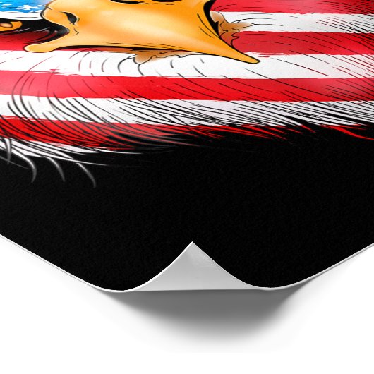 van juli Patriottische Eagle USA Amerikaanse vlag Poster (Hoek)