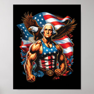 van juli patriottische grappige George Washington  Poster