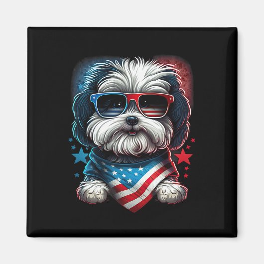Van juli Patriottische Havanese Hond US vlag Magneet (Voorkant)
