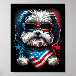 Van juli Patriottische Havanese Hond US vlag Poster