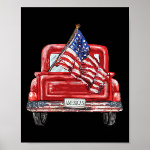 Van juli Red Truck Amerikaanse vlag Onafhankelijkh Poster