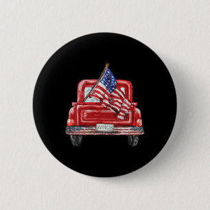 Van juli Red Truck Amerikaanse vlag Onafhankelijkh Ronde Button 5,7 Cm