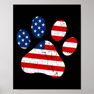 van juli Schattigee hondenpoot VS Amerikaanse vlag Poster
