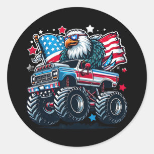 van juli Shirten jongens Amerikaanse vlag adelaar Ronde Sticker