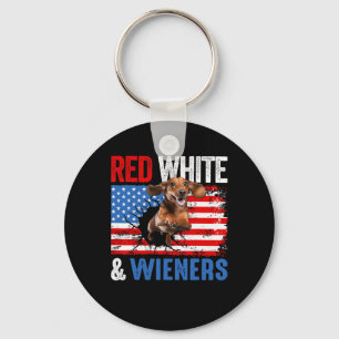 van juli teckel hondenshirt rood wit en wieners sleutelhanger