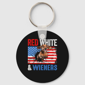 van juli teckel hondenshirt rood wit en wieners sleutelhanger