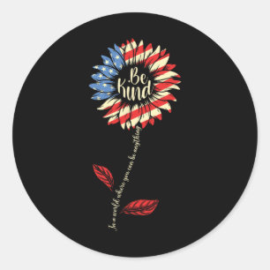 Van juli zijn soort zonnebloem rood wit en blauw ronde sticker