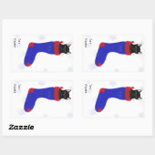 Van kat in kerstcadeautjes rechthoekige sticker (Vel)