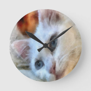 Van Kat met blauw Eyes Pet-portret Ronde Klok