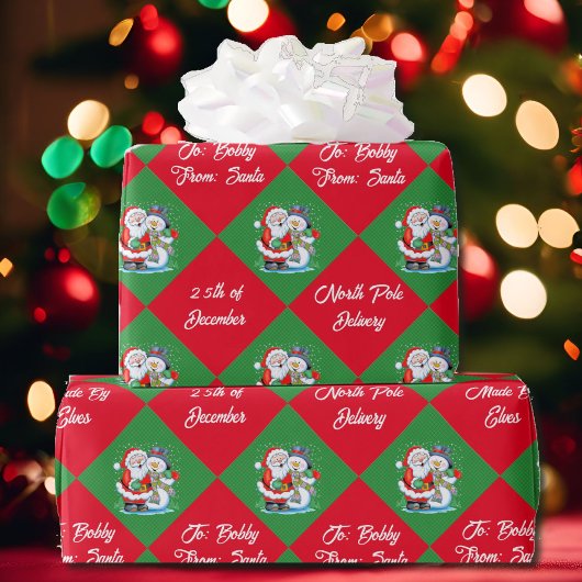 Van Kerstman Kerstman Personaliseer Naam Cadeaupapier