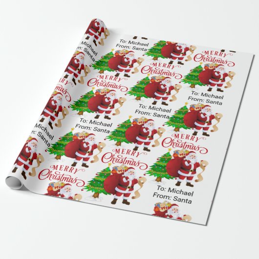 Van kerstmis met de naam Santa Child Cadeaupapier (Uitgerold)
