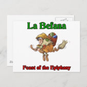 Van La Befana (de Heks van Kerstmis) het Feest van Feestdagenkaart (Voorkant / Achterkant)