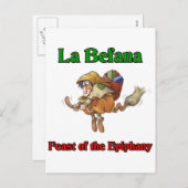 Van La Befana (de Heks van Kerstmis) het Feest van Feestdagenkaart (Voorkant / Achterkant)