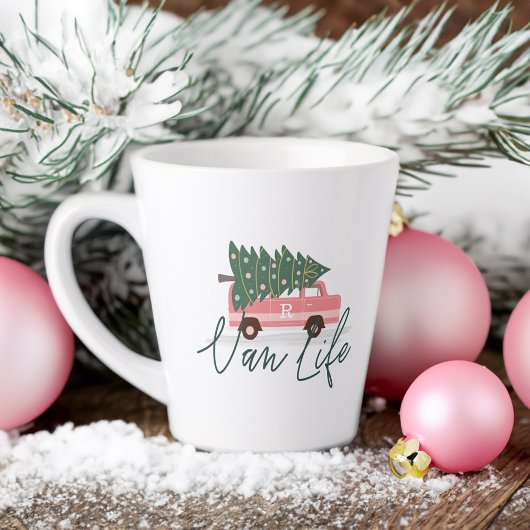 Van Leven Meisje Roze Van Kerstboom Latte Mok