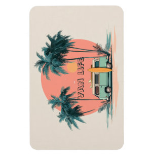 Van Leven – Retro Strand Camper Kunst Magneet