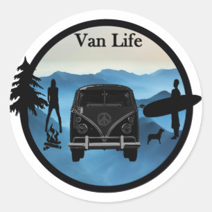 Van Life avonturen Ronde Sticker