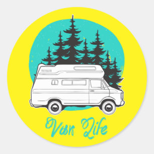 VAN LIFE Nomad Adventure Travel Camping Lifestyle Ronde Sticker