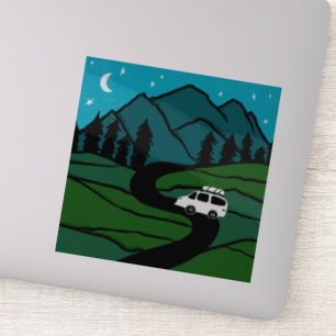 VAN LIFE Trees Forest Mountain Exken Moon Stars Sticker