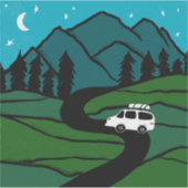 VAN LIFE Trees Forest Mountain Exken Moon Stars Sticker (Voorkant)