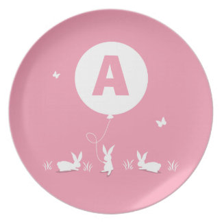 Van Lucy: BUNNY BALLOON PINK | gepersonaliseerde k Melamine Bord
