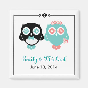 Van Lucy: OWL WEDDING Sparen de Datum Magnet Magneet