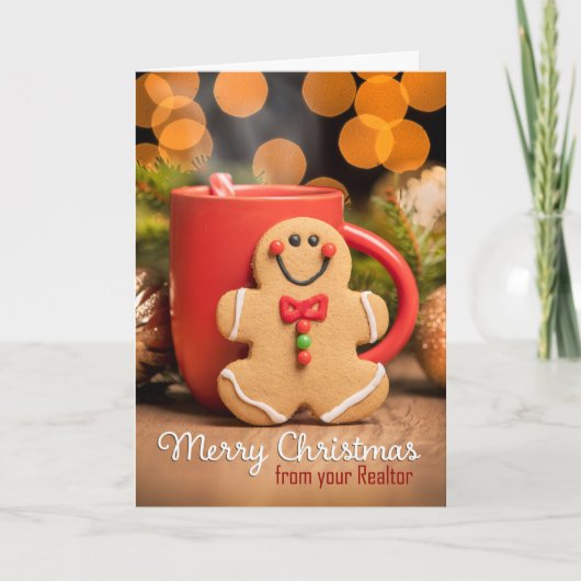 Van makelaar Prettig kerstfeest Gingermannetje Feestdagen Kaart (Voorkant)