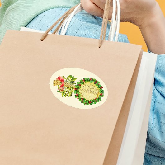 Van mij tot u Kerstmis Groetjes Gift Ovale Sticker