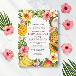 Van Miss naar Mrs Tropisch Fruit Bruidsfeest  Kaart