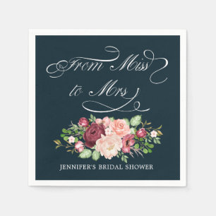 Van Miss tot Mrs Floral Calligraphy Monogram Servet